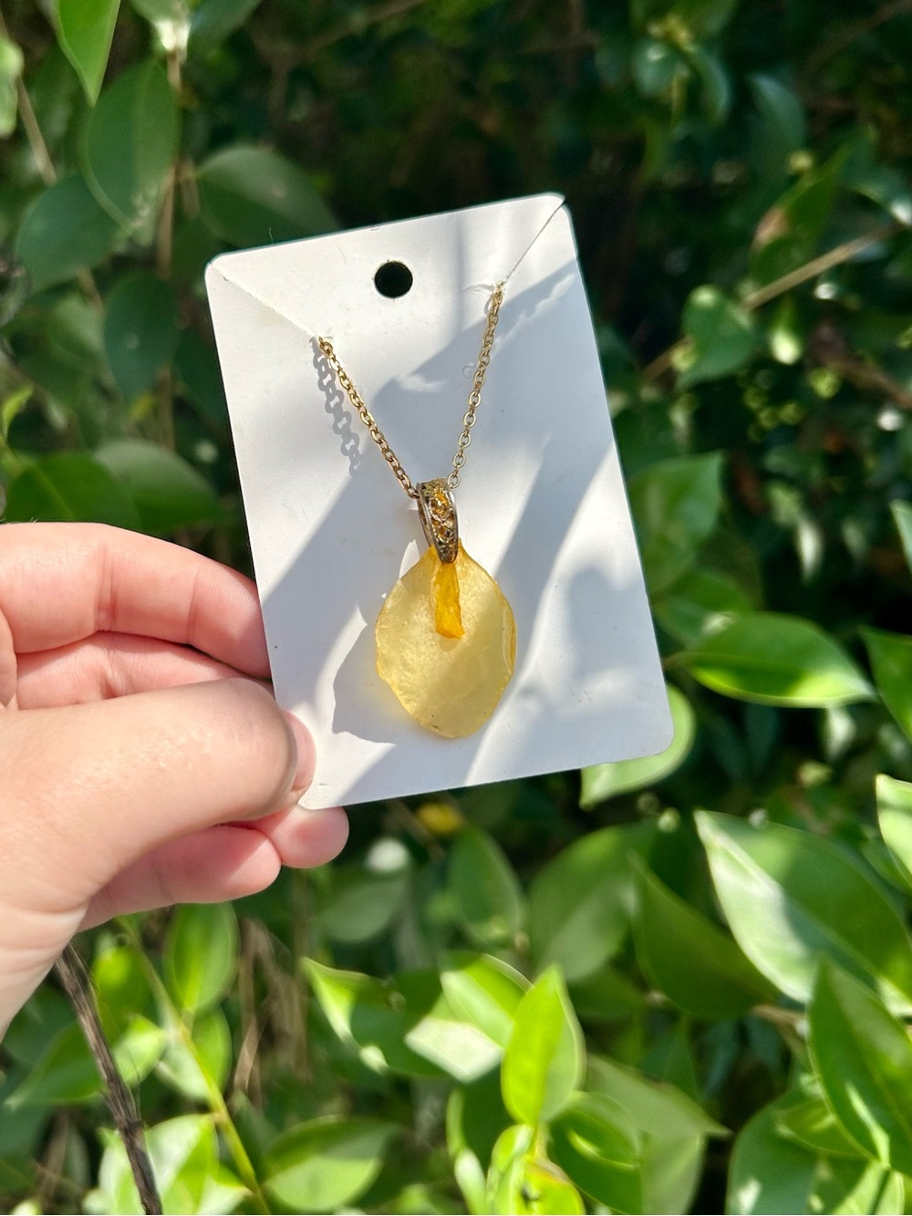 Gold-Tone Yellow Daffodil Petal Pendant Necklace - Women's Jewelry